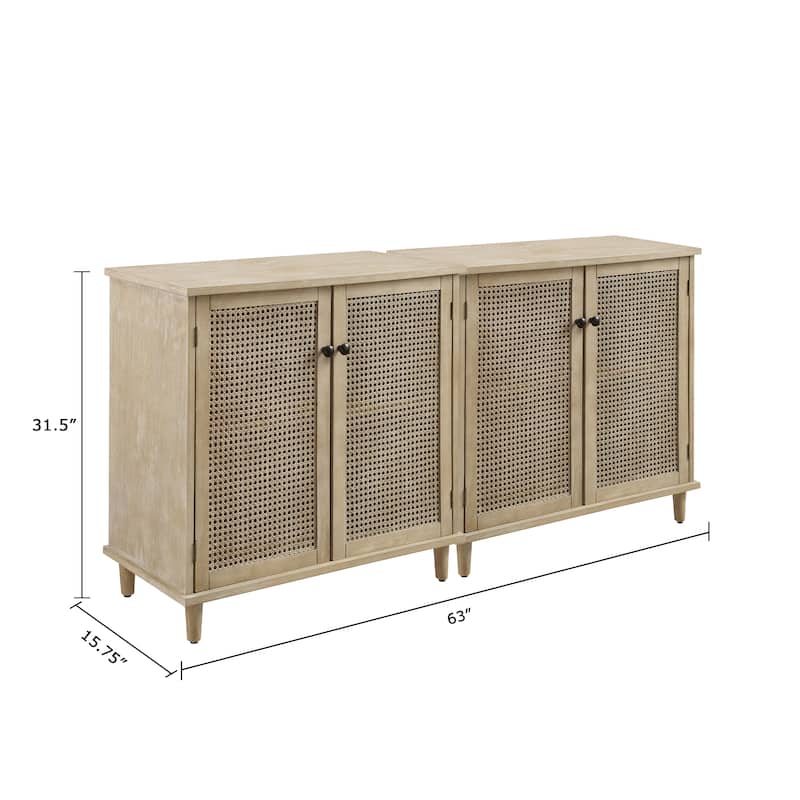 Art Leon Woven Rattan Wicker Doors Accent Cabinet Sideboards