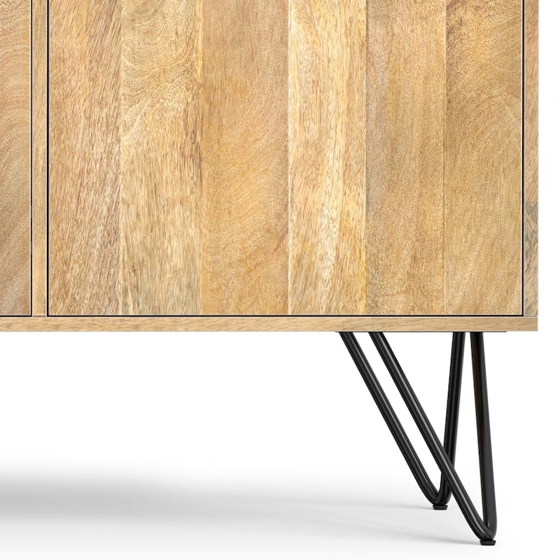WYNDENHALL Moreno SOLID MANGO WOOD and Iron 60 x 18 inch Rectangle Contemporary 3 Door Sideboard Buffet - 60 inch Wide