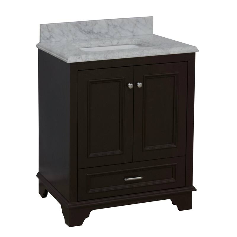 KitchenBathCollection Nantucket 30" Bathroom Vanity with Carrara Marble Top
