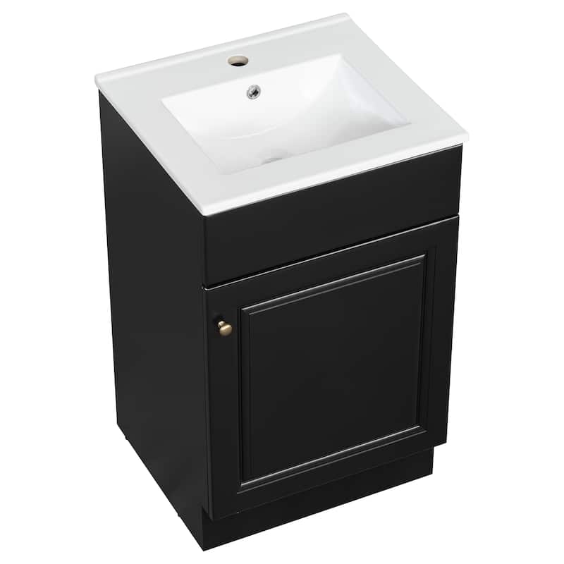 Bathroom Vanity with Sink, Vanity Set with Adjustable Shelf, Bathroom Cabinet with Storage Rack and Soft Closing Door
