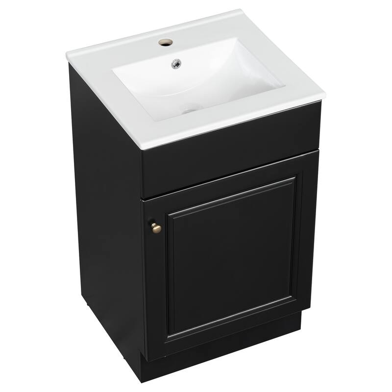 Green 20" Bathroom Vanity Cabinet with Sink, Soft Closing Door, Storage Shelf, and Adjustable Interior Shelf