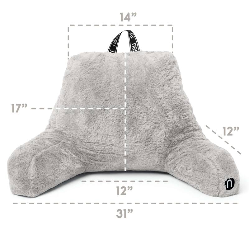 Emperyan Fur Reading Pillows for Sitting in Bed Adult & Kids, Sit Up Back Support Pillow for Bed Rest