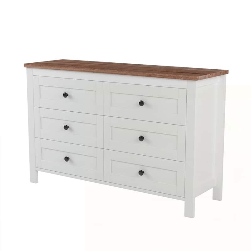 Farmhouse Style Wooden Dresser with 6 Drawer