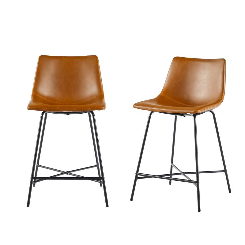 Middlebrook Designs Modern Faux Leather Counter Stool (Set of 2)