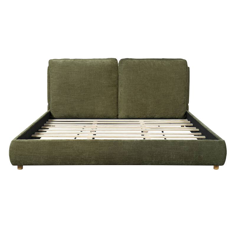 Christopher Knight Home - Charlotte Upholstered Platform Bed with Removable Pillow Headboard