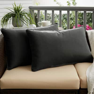 Sunbrella Canvas Black Corded Indoor/ Outdoor Pillows (Set of 2)