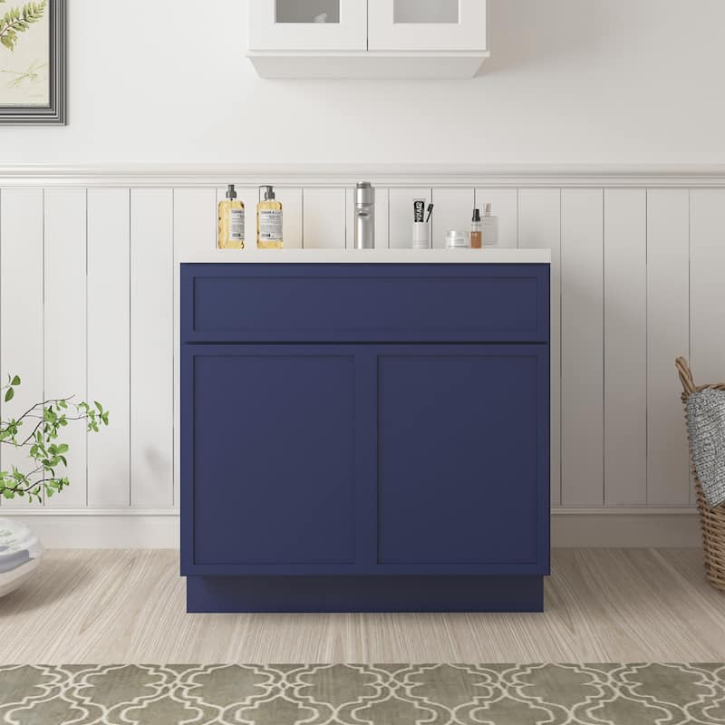Vanity Art 36" Freestanding Single Base Storage Cabinet with Soft Close Doors - Blue