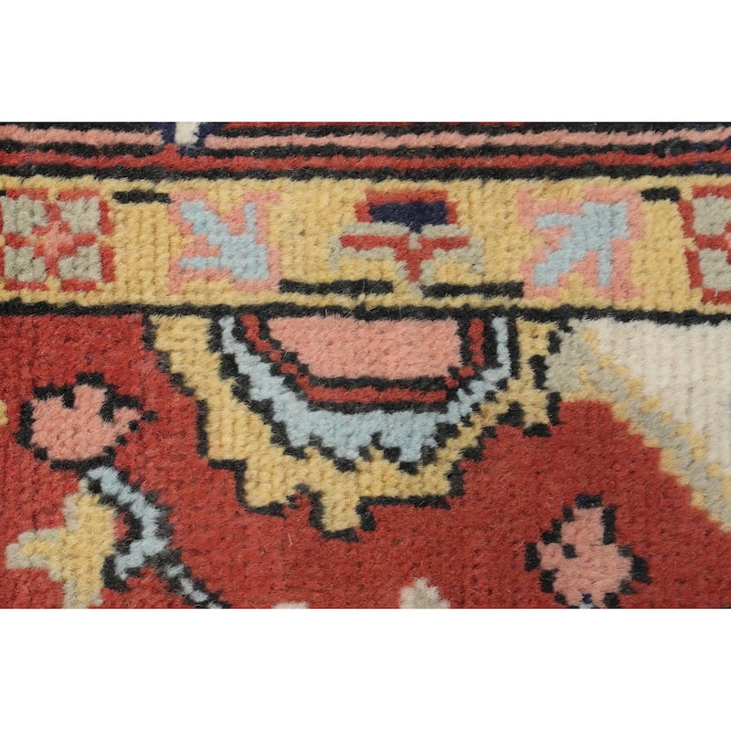 Hand Knotted Oriental 100% Wool Carpet Traditional Medallion Oranges & Rust Heriz (serapi) Area Rug - 9' 0'' X 6' 0''