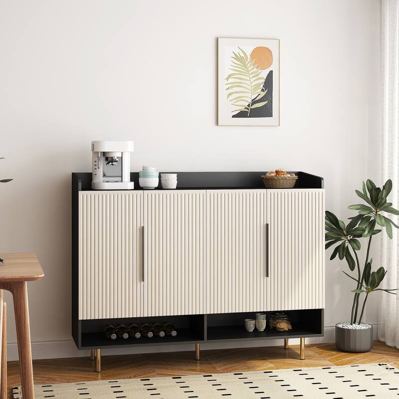 Shoe Cabinet with 4 Doors Large Shoe Storage Organizer Cabinet with Adjustable Shelves for Entryway Black Shoe Rack Cabinet