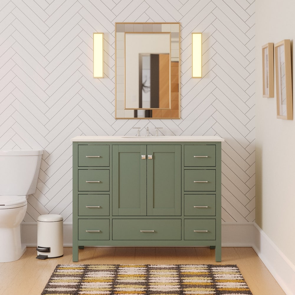 KitchenBathCollection Horizon 48" Bathroom Vanity with Engineered White Top