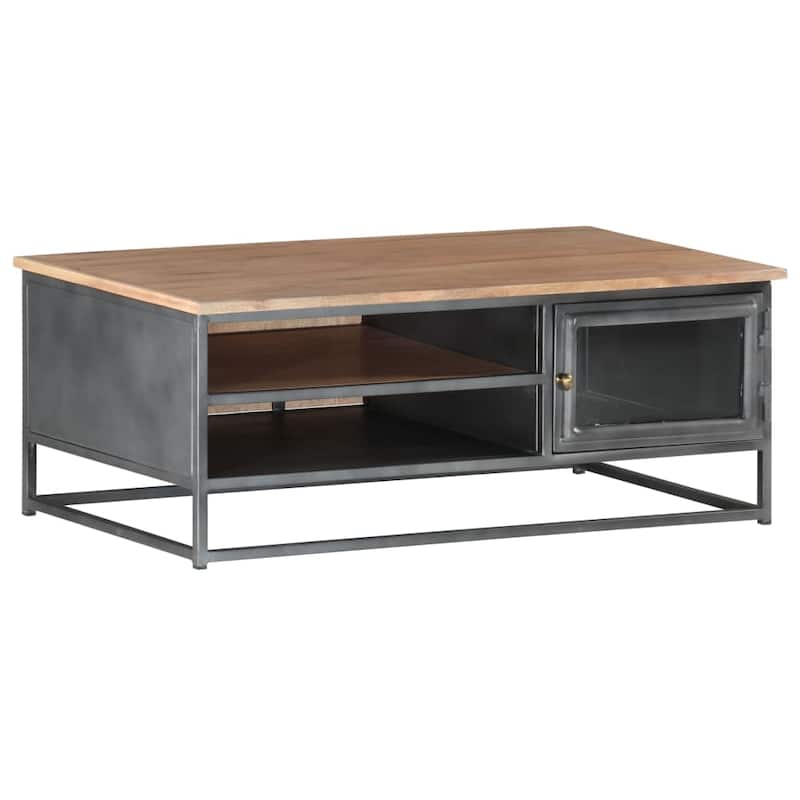 vidaXL Coffee Table Gray 35.4"x19.7"x13.8" Solid Acacia Wood