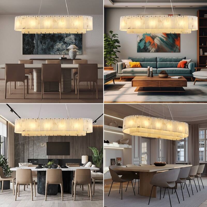 KAYLA D30in Modern Marble Dining Room Chandeliers - Glod