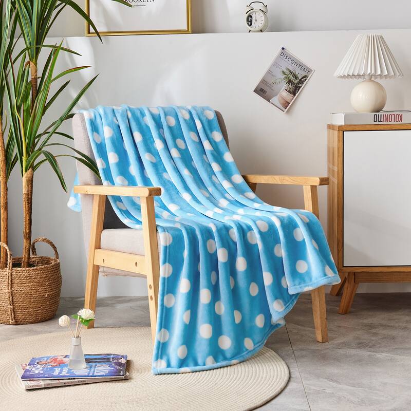 Microplush Fleece Ultra-soft Patterned Velvet Throw Blanket - Blue point