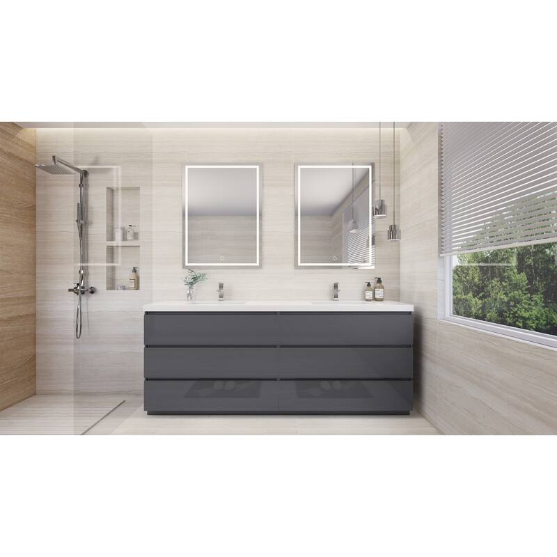 Aron 84'' Freestanding Vanity with Double Reinforced Acrylic Sink