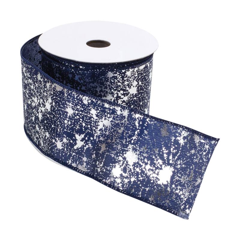 Blue and White Speckled Ribbon (Set of 2) 2.5" x 10 Yds. - 6 x 6 x 2.5