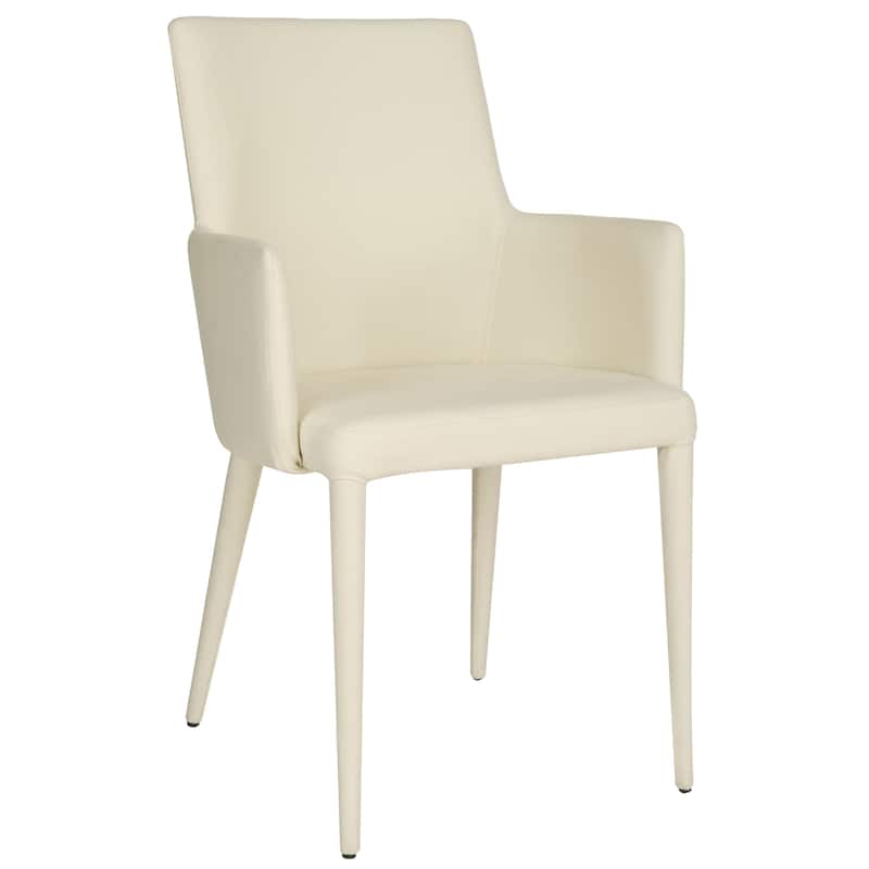 SAFAVIEH Elois Mid-Century Dining Modern White Arm Chair - 23.6" W x 21.6" L x 35.5" H - 24"Wx22"Dx36"H