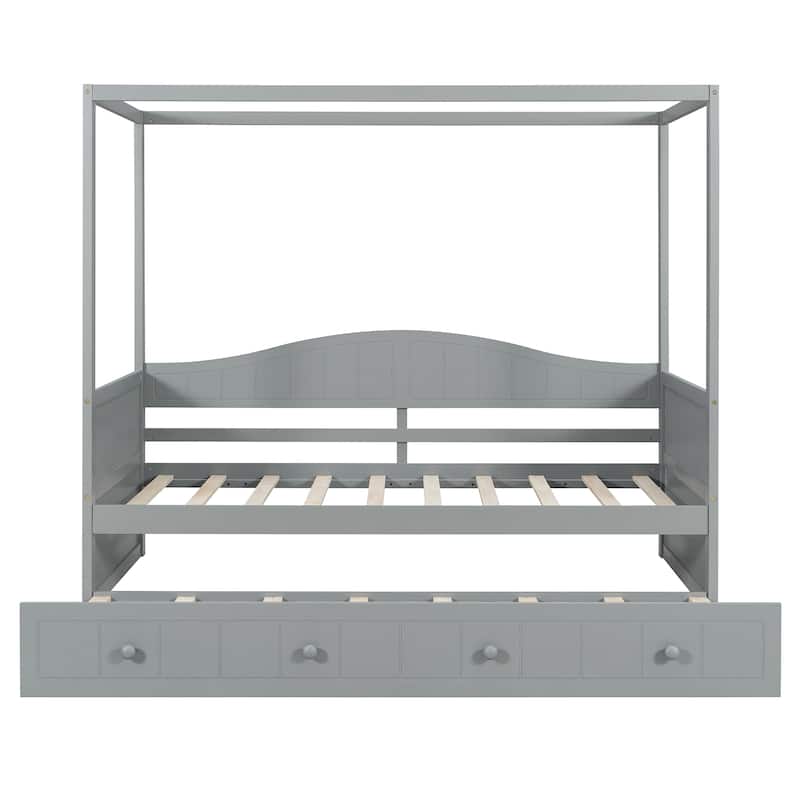 Twin Canopy Daybed with Trundle Bed, Space-Saving Design