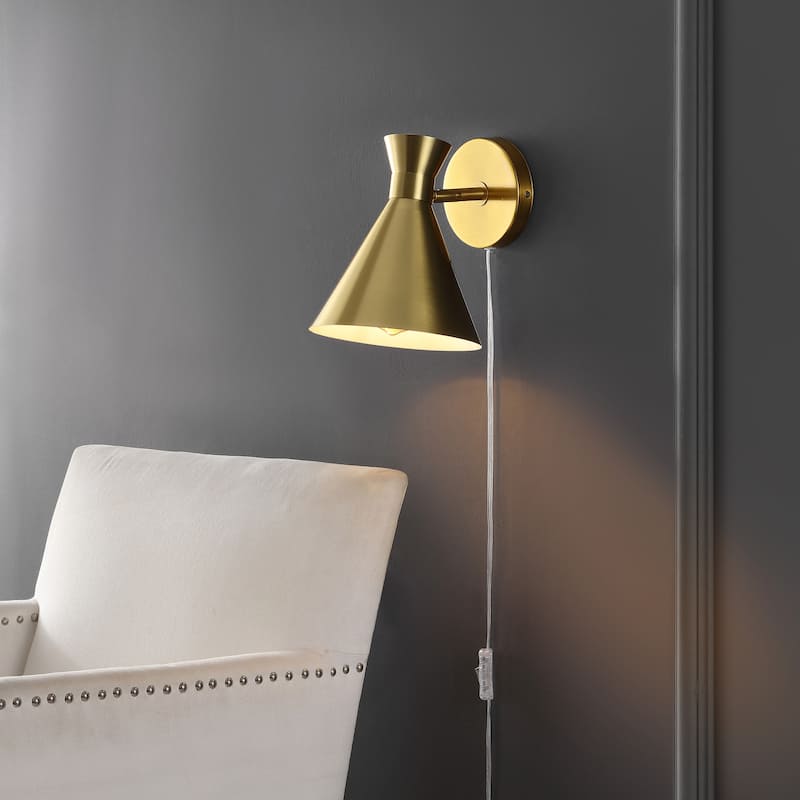 SAFAVIEH Lighting Balbine Modern 8-inch Cone Shade Wall Sconce (LED Bulbs Included) - 8 In. W x 8.3 In. D x 9.3 In. H - 8Wx8Dx9H