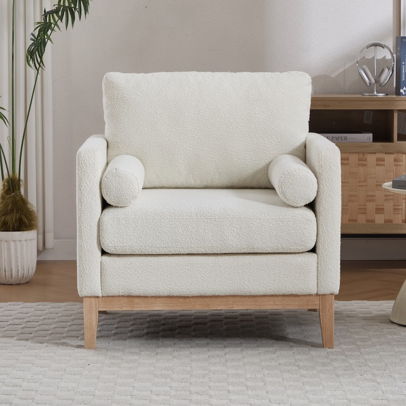 35.4"W Modern Reading Chair Set of 2,Upholstered Accent Chair with Pillows and Wood Legs