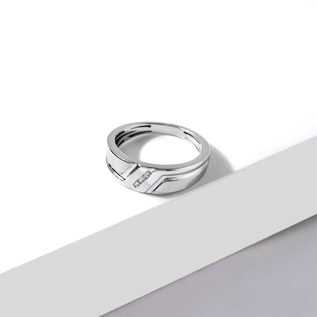 1/20ct TDW Three Stone Ring in Silver for Men