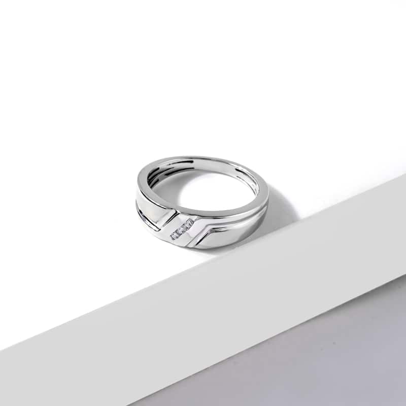 1/20ct TDW Three Stone Ring in Silver for Men