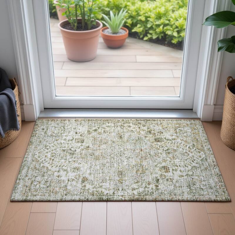 Machine Washable Indoor/Outdoor Traditional Chantille Rug