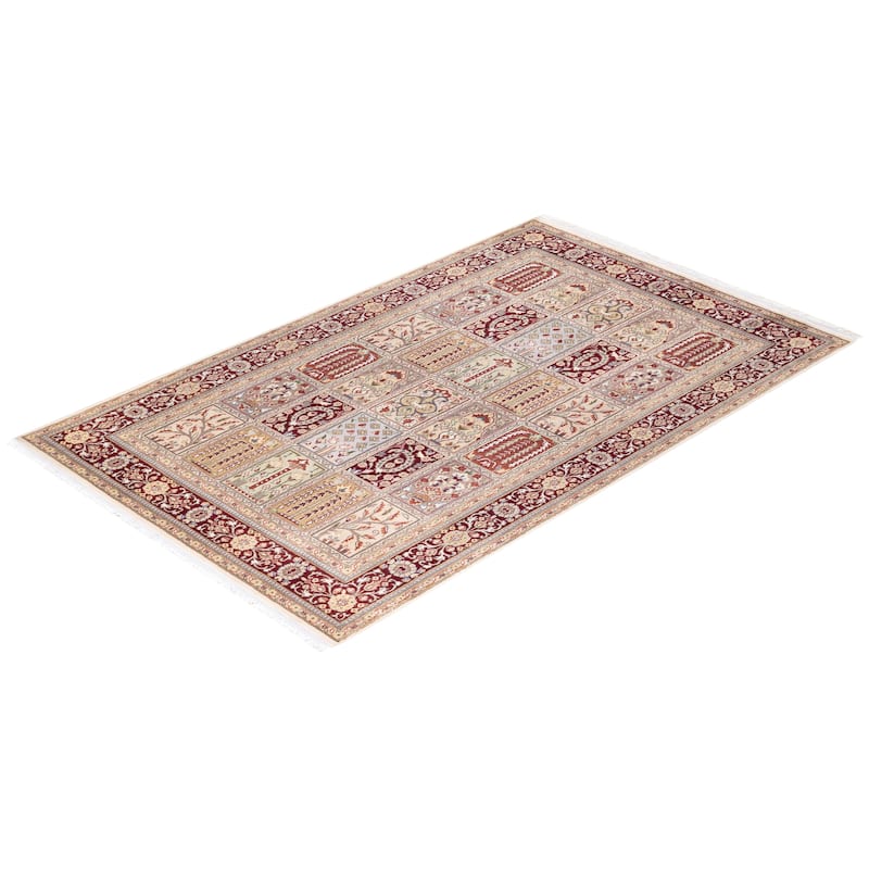 Overton Hand Knotted Wool Vintage Inspired Traditional Mogul Ivory Area Rug - 8' 3" X 5' 2"
