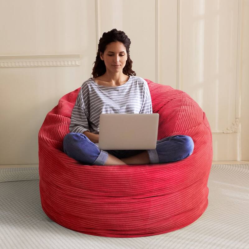 Corduroy Bean Bag Chair, Convertible Chair Folds from Bean Bag to Bed