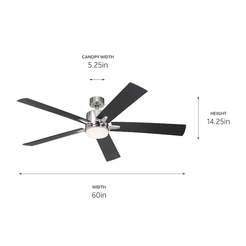 Kichler Lighting Lucian Elite XL 60 inch Integrated LED Indoor Polished Nickel Ceiling Fan