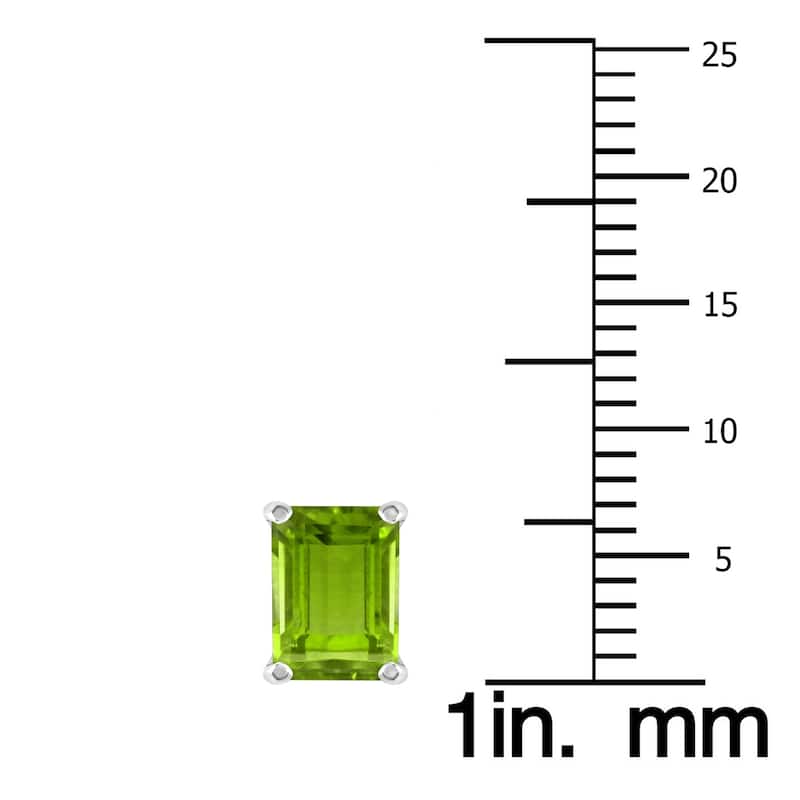 Marquee 14K White Gold 6x4MM Emerald Shaped Peridot Earrings