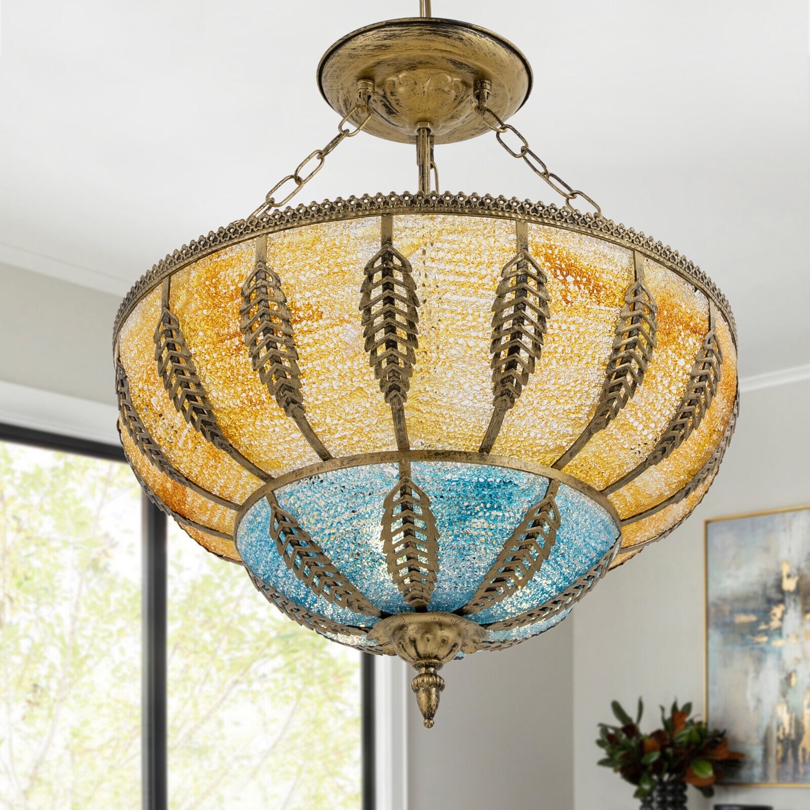 Antique Chandelier Colored Retro Pendant Light Fixture