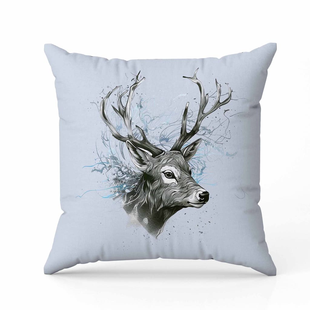 Leaf & Horn Harmony Indoor/Outdoor Reversible Throw Pillow Skyblue and Green