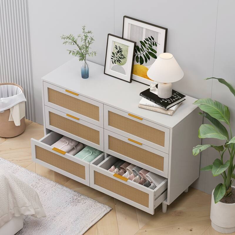 6-Drawers Rattan Storage Cabinet