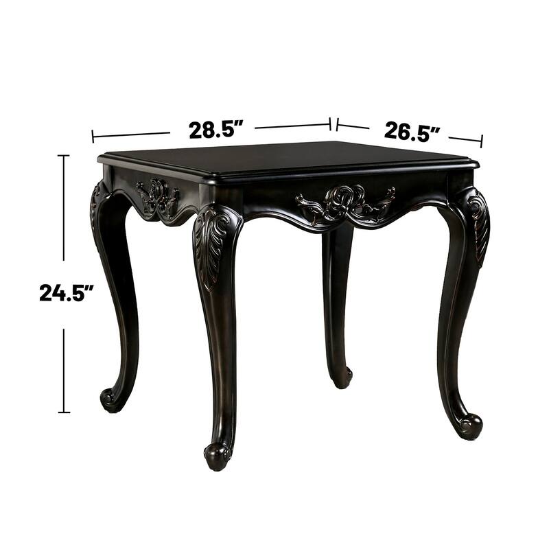 Wooden End Table with Cabriole Legs in Espresso