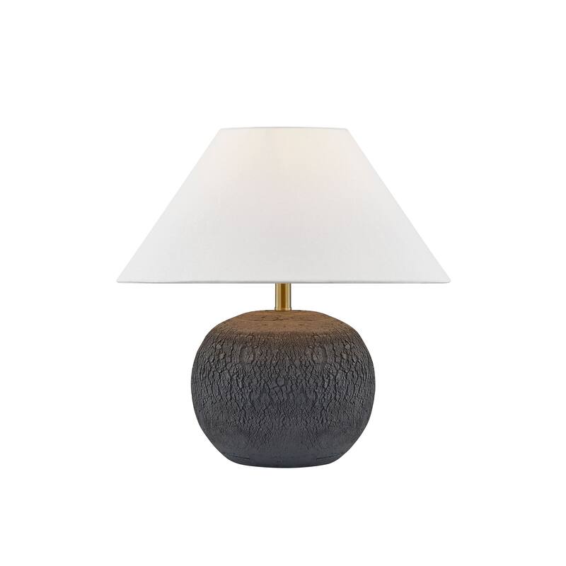 Zane 15" Table Lamp with Linen Shade, Black