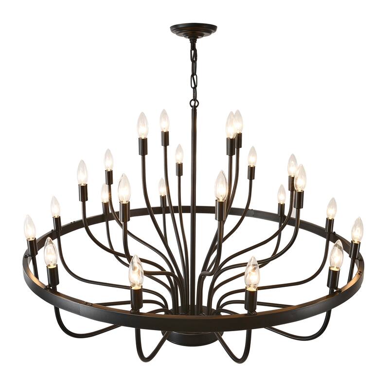 Industrial Chandelier Rustic Vintage 24-Lights Candle Style Light Fixture Large Retro
