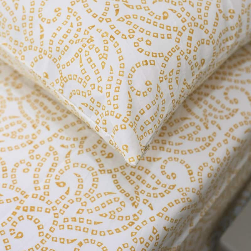 Fabdivine Handmade Block Print Flat Sheet or Bed Sheet Cotton Fabric Floral Home Decor