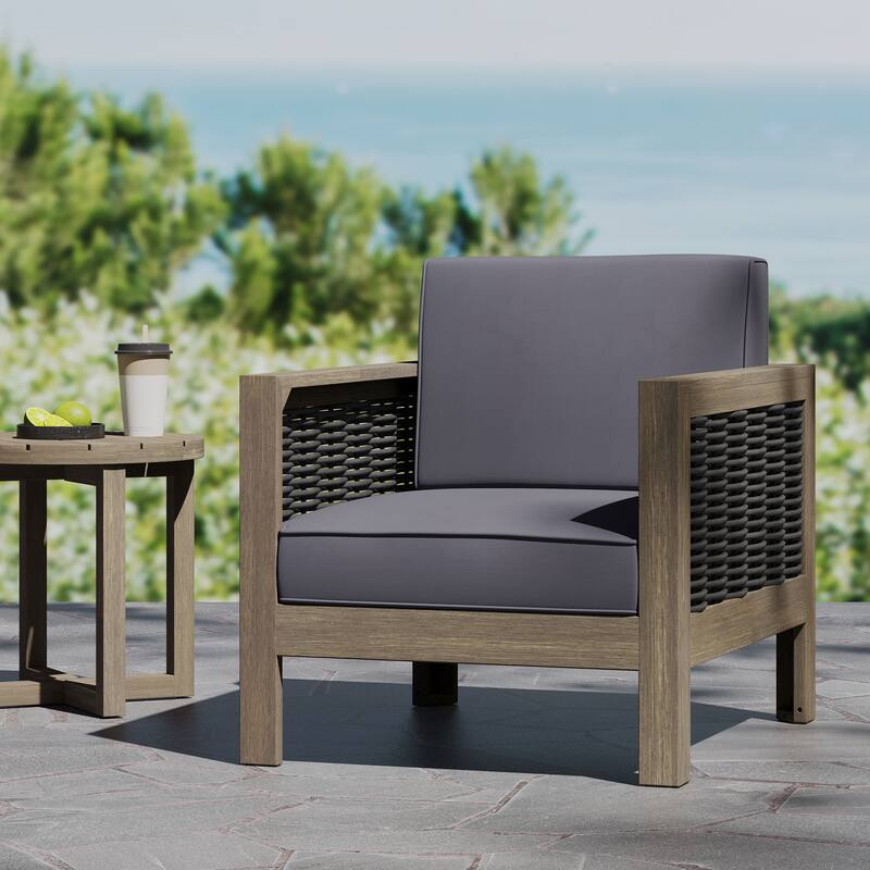 Outdoor Acacia Wood Club Chairs, 2-Pcs