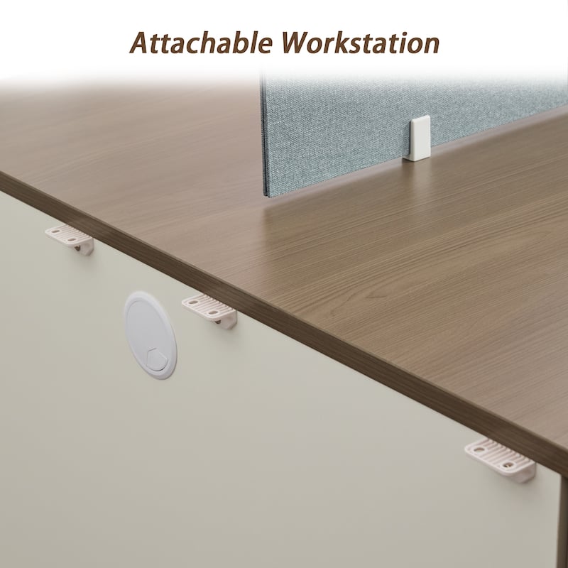 4 Person Attachable Workstation Desks with Chairs Combination
