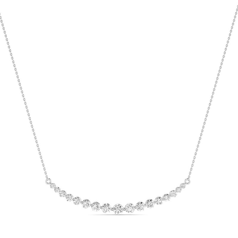 Marquee 1 Carat TW Diamond Smiley Bar Necklace in 14K White Gold