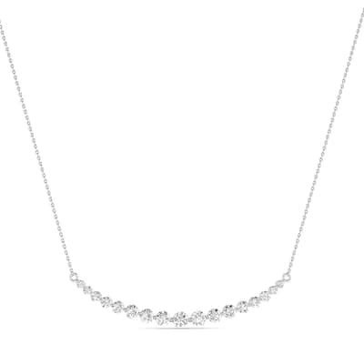 Marquee 1 Carat TW Diamond Smiley Bar Necklace in 14K White Gold