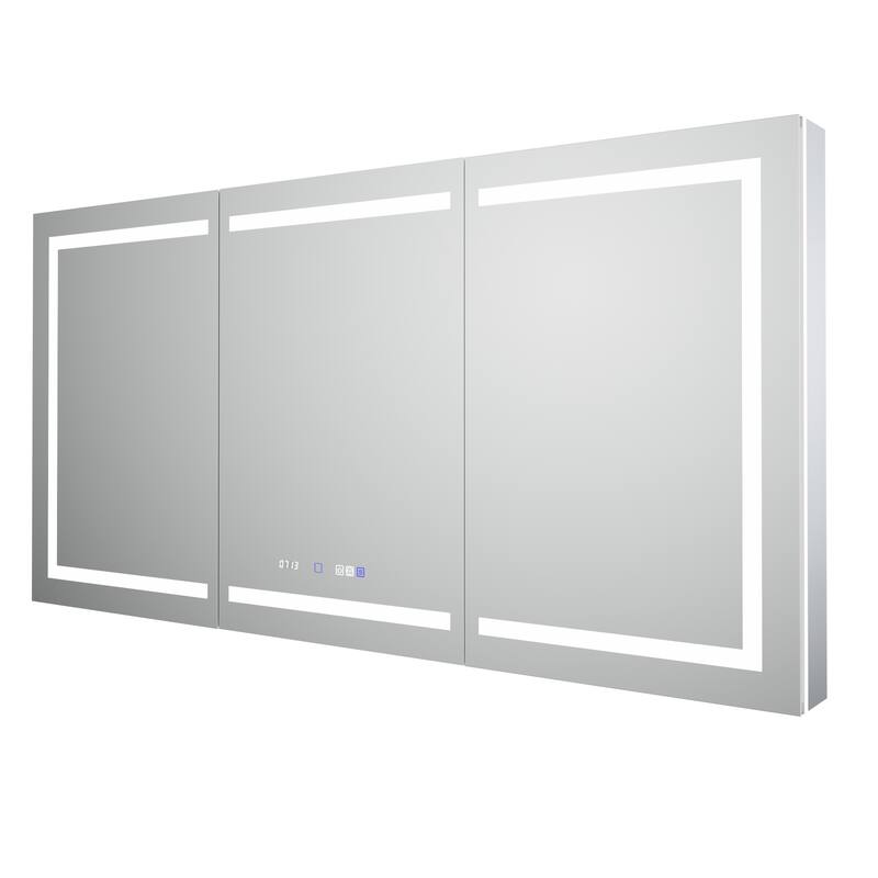 36'' H Recessed or Surface Mounted Bathroom LED Mirror Cabinet With Defogger, Dimmer, 10x magnifying