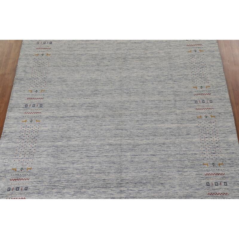 Gabbeh Beige Indian Area Rug Hand-Knotted Wool Carpet - 9'1"x 11'10"