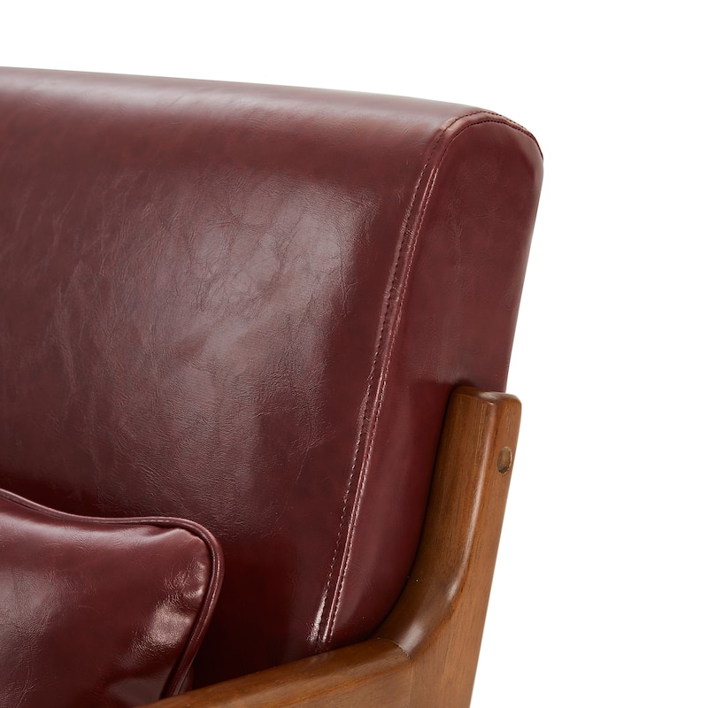 Glitzhome Set of 2 30.75"H Mid-Century Modern PU Leather Accent Chairs with Cushion - 25.75"W x 33.75"D x 30.75"H
