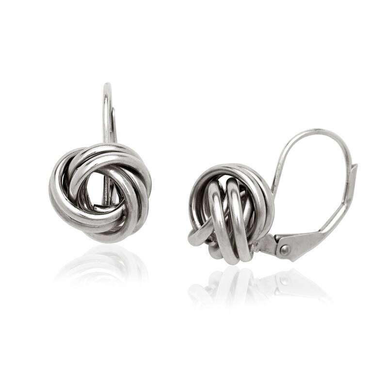Curata 14k Gold 19x11mm Large Love Knot Stationary Lever Back Earrings - White - White