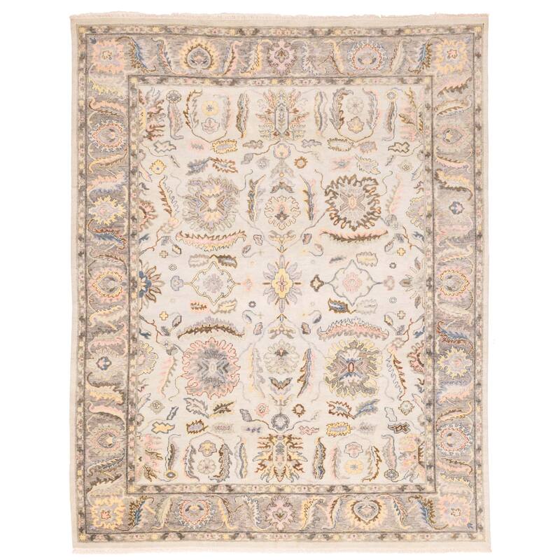 ECARPETGALLERY Hand-knotted Modern Oushak Light Blue Wool Rug - 8'0 x 10'0