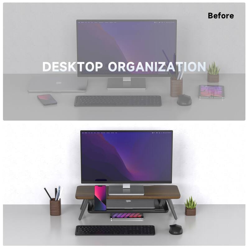 Fenge Monitor Stand, 23.6 Inch 2 Tiers Monitor Stands Riser