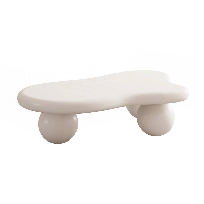 40 Inch Cloud Shaped Coffee Table with 3 Ball Legs