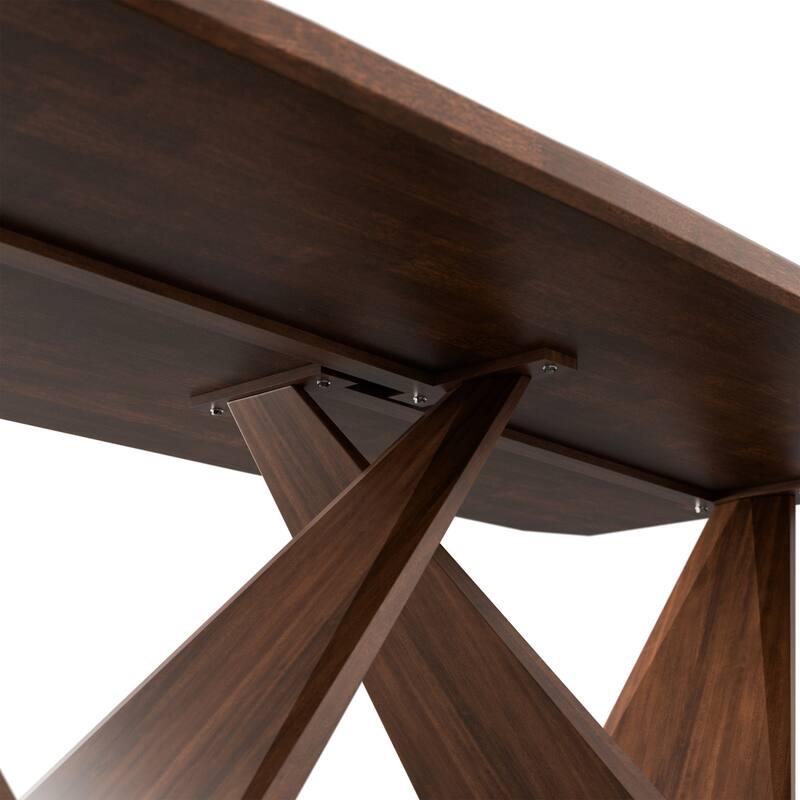 Furniture of America Abigail III Mid-Century Modern 7-Piece Rich Walnut Solid Wood Dining Set