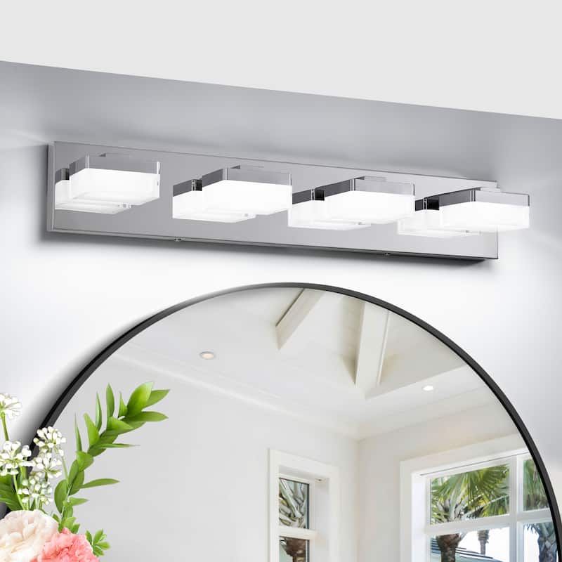 Modern LED Vanity Light, 4-Lights Wall Sconce for Bathroom and Mirror, Sleek Minimalist Design, Energy-Efficient